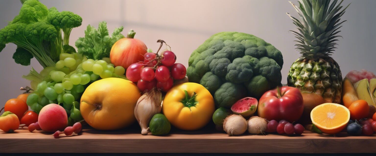 Colorful fruits and vegetables supporting an anti-aging diet